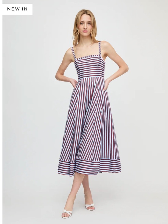 Hill House Dresses & Skirts - Hill House Margot Dress in Firecracker Stripe Midi Sundress in Navy and White